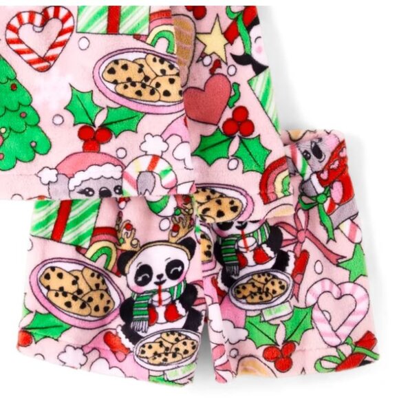 NWT The Children’s Place Girls Christmas Fleece Pajamas - pink admirer - Picture 4 of 7